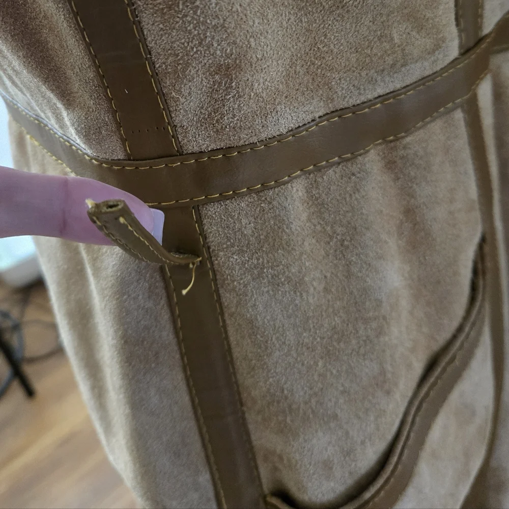 Long Vintage Suede Jacket Faux Fur Collar - Picture 10 of 16